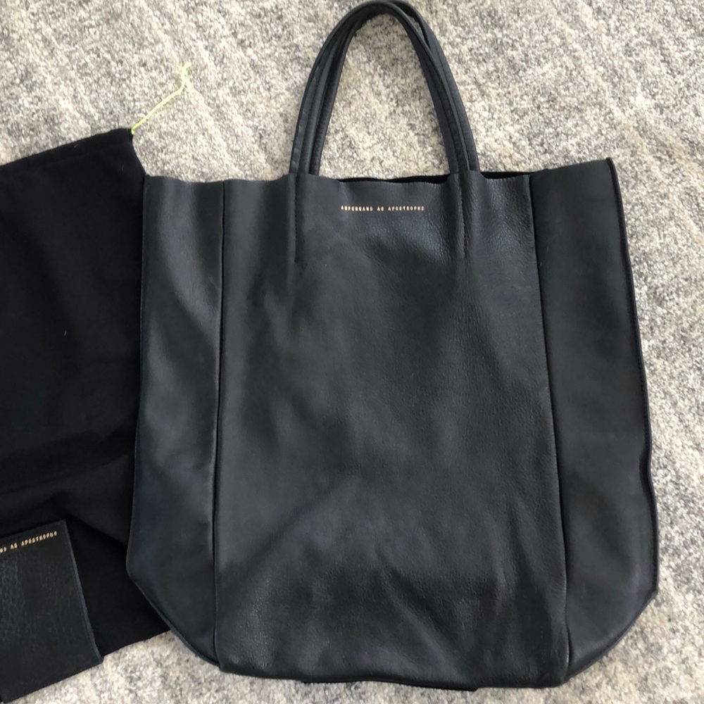 Ampersand as Apostrophe black leather tote